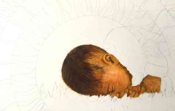 Illustration zu 'Barn Jesus i en krybbe la' von Frank Walka