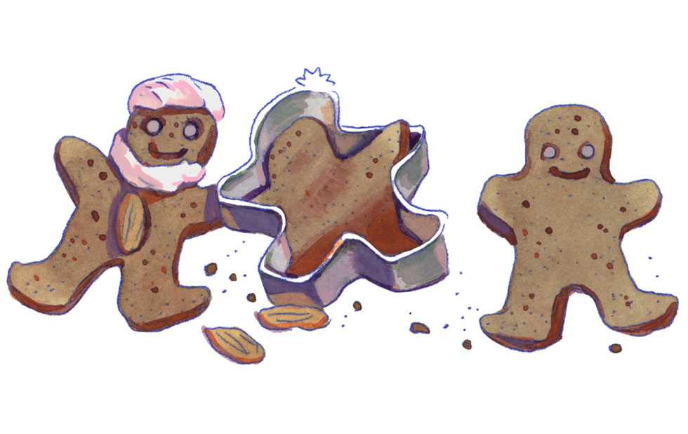 Illustration zu »Drei Pfefferkuchenmänner / Tre pepparkaksgubbar« von Markus Lefrancois
