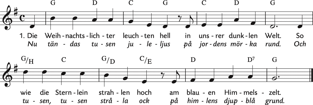 Noten 'Die Weihnachtslichter leuchten hell / Nu tändas tusen juleljus'