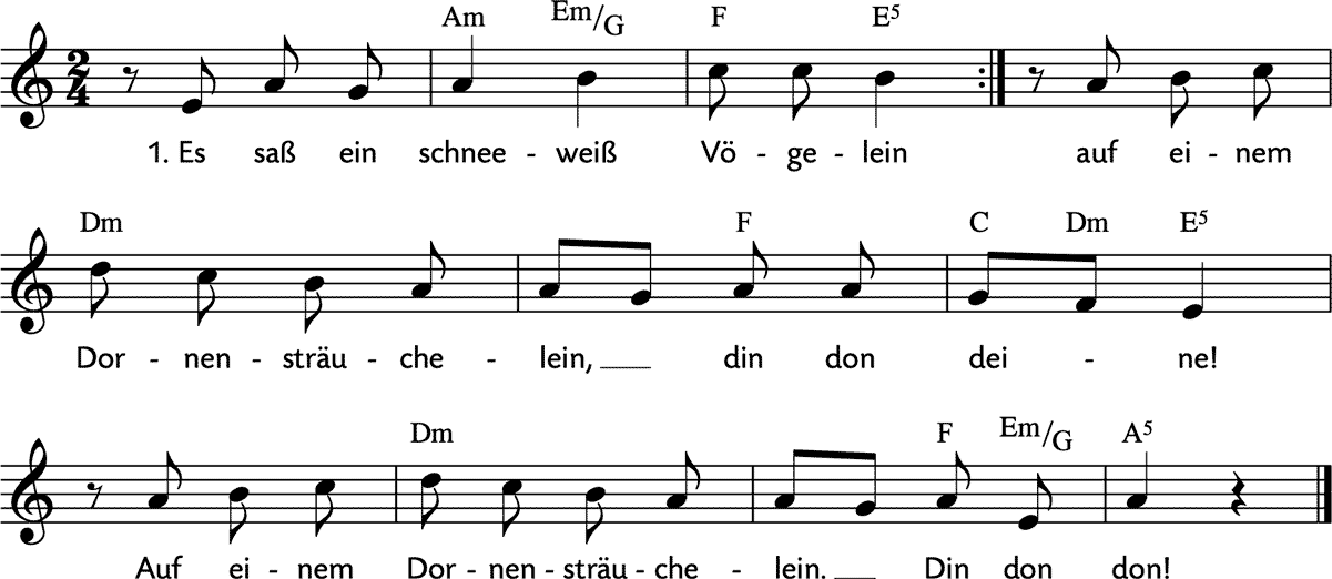 Noten 'Es saß ein schneeweiß Vögelein'